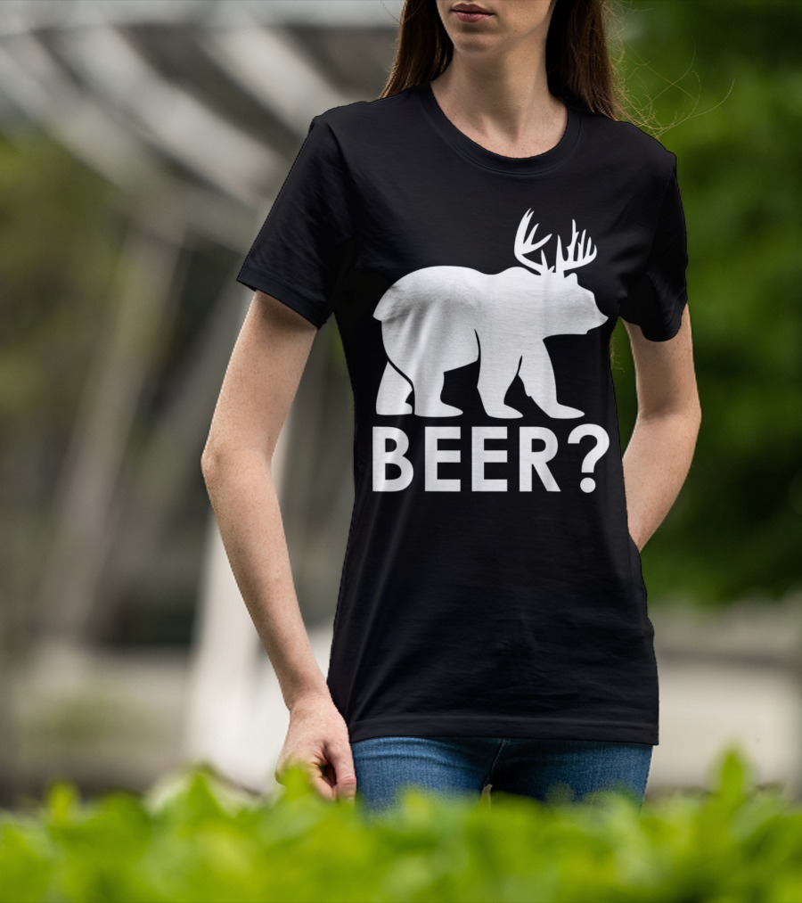 Beer Bear Deer With Antler Question Mark T-Shirt
