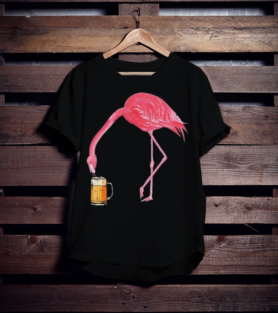 Flamingo Sipping Beer Lovers Mug T-Shirt