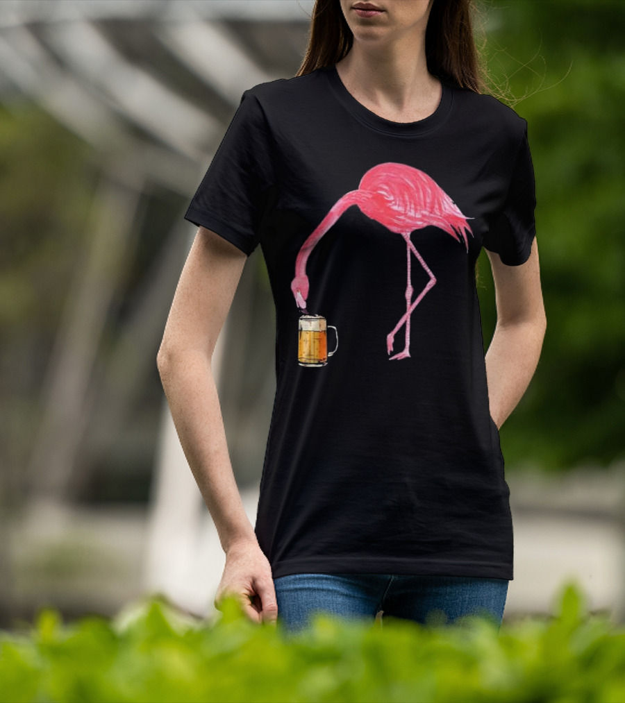 Flamingo Sipping Beer Lovers Mug T-Shirt