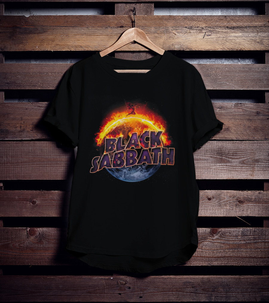 Black Sabbath Fire Planet Rock Band T-Shirt
