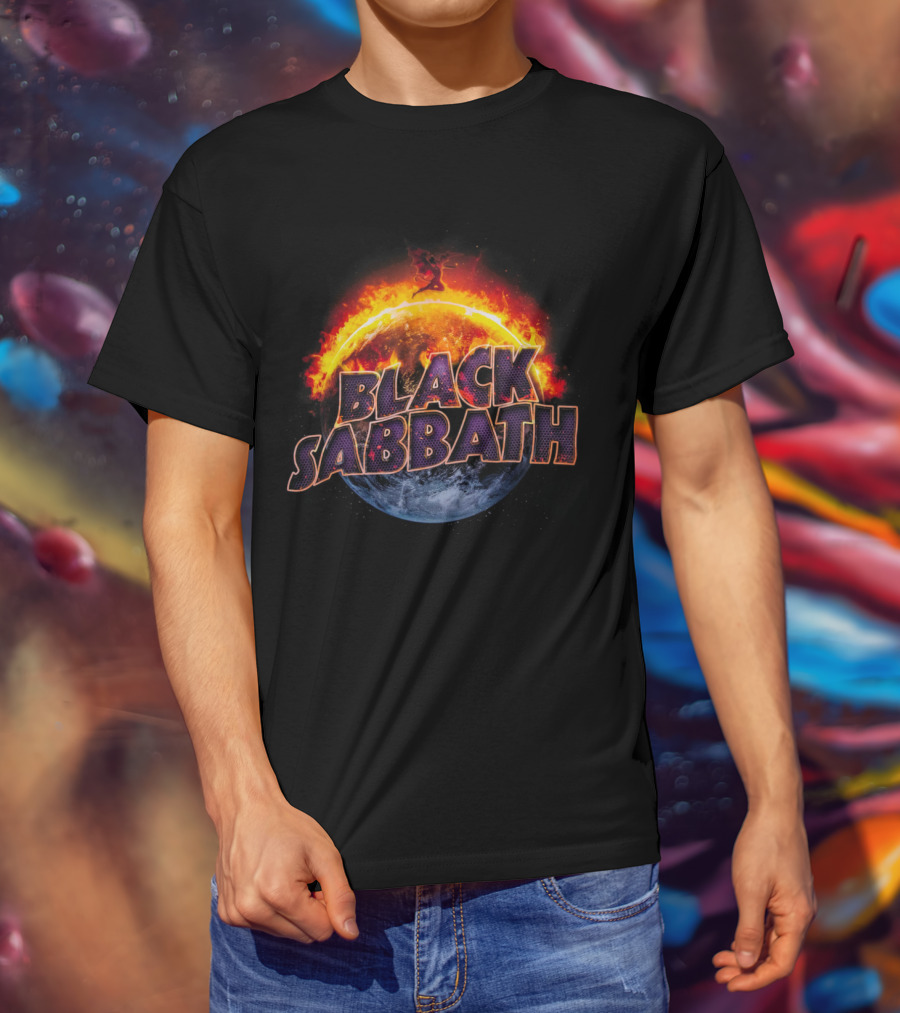 Black Sabbath Fire Planet Rock Band T-Shirt