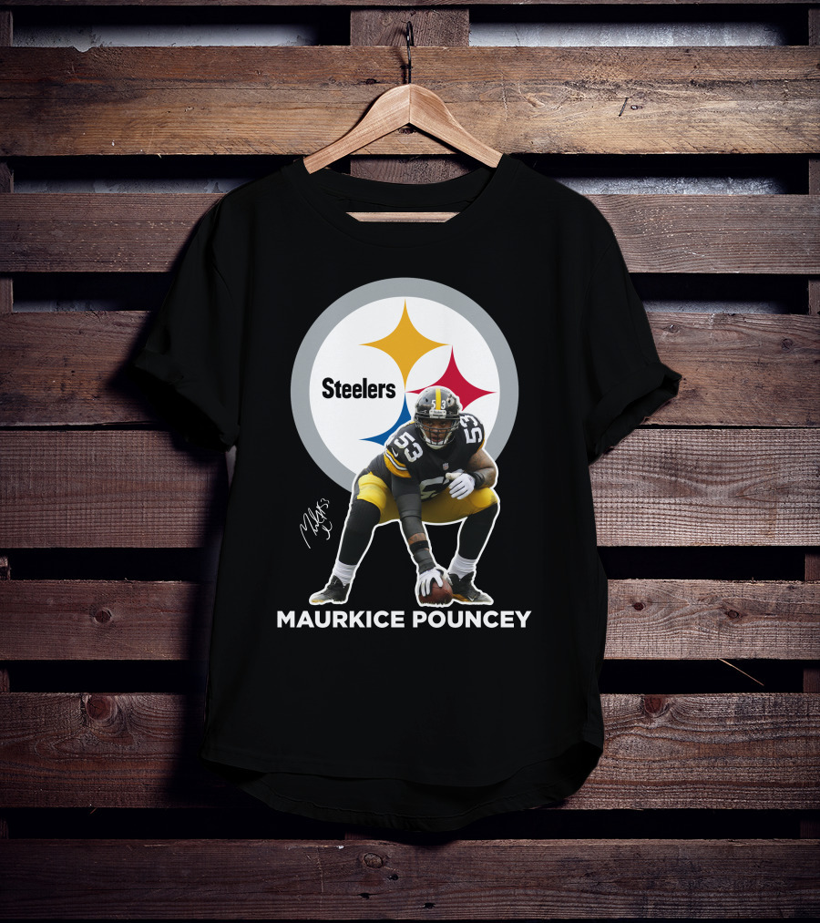 Steelers Maurkice Pouncey Number 53 Football Player Signature Steelers T-Shirt
