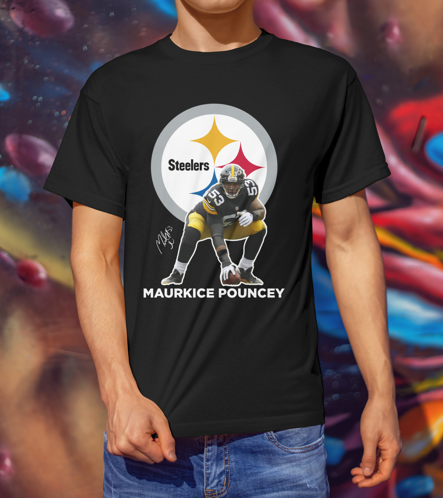 Steelers Maurkice Pouncey Number 53 Football Player Signature Steelers T-Shirt