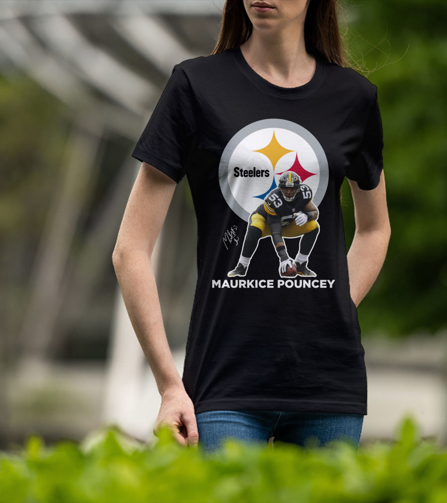 Steelers Maurkice Pouncey Number 53 Football Player Signature Steelers T-Shirt