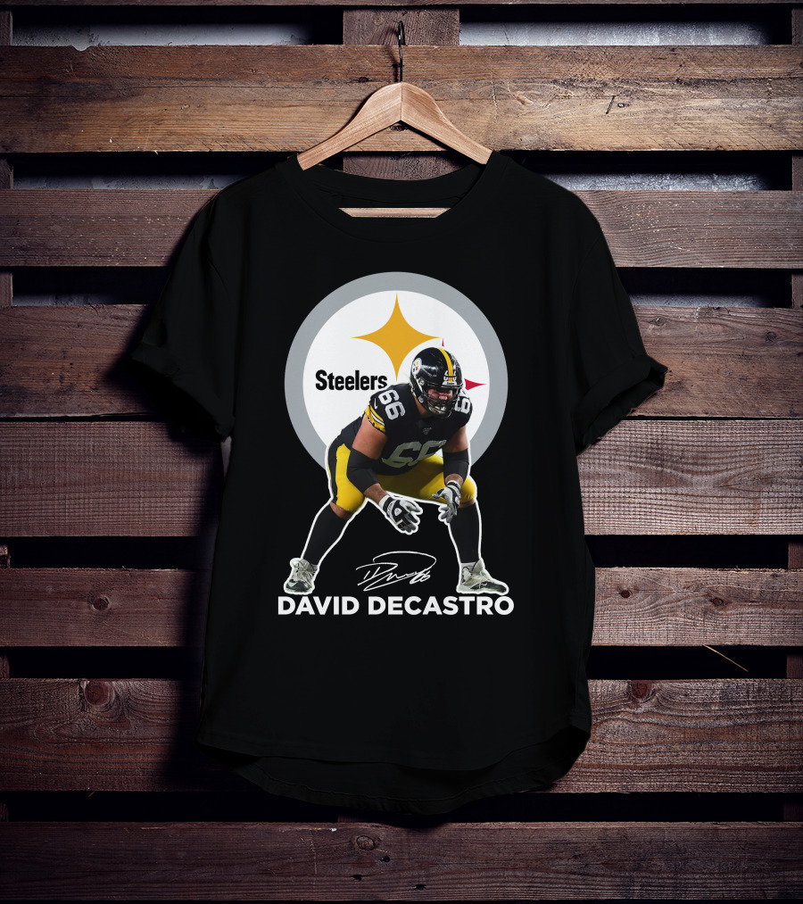David Decastro Pittsburgh Steelers NFL Player Number 66 Autograph Signature T-Shirt