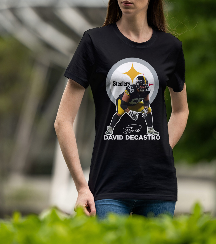 David Decastro Pittsburgh Steelers NFL Player Number 66 Autograph Signature T-Shirt