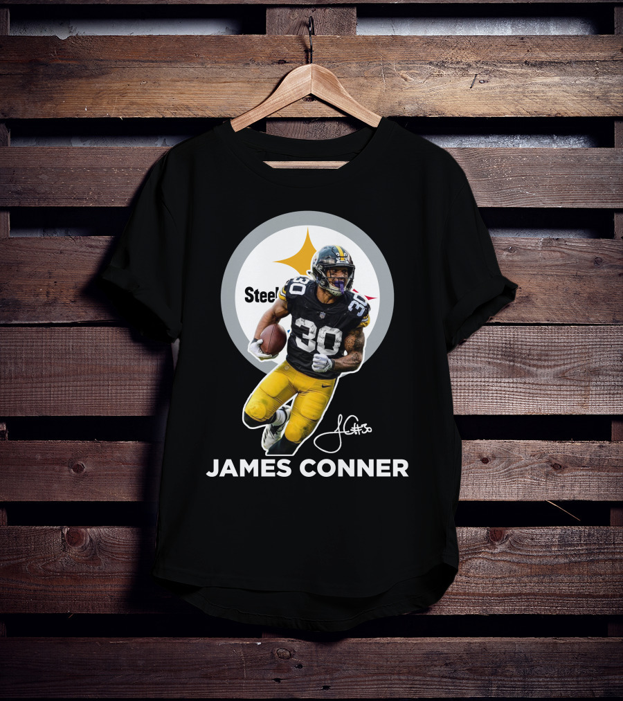 Steelers James Conner #30 Football Player Signature T-Shirt