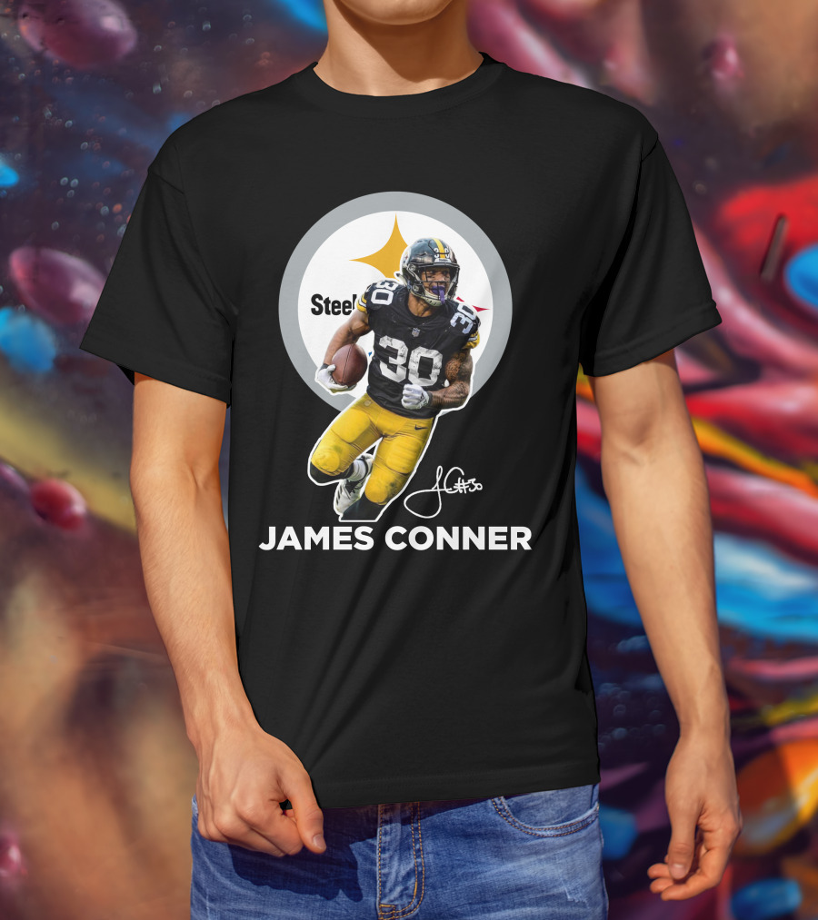 Steelers James Conner #30 Football Player Signature T-Shirt