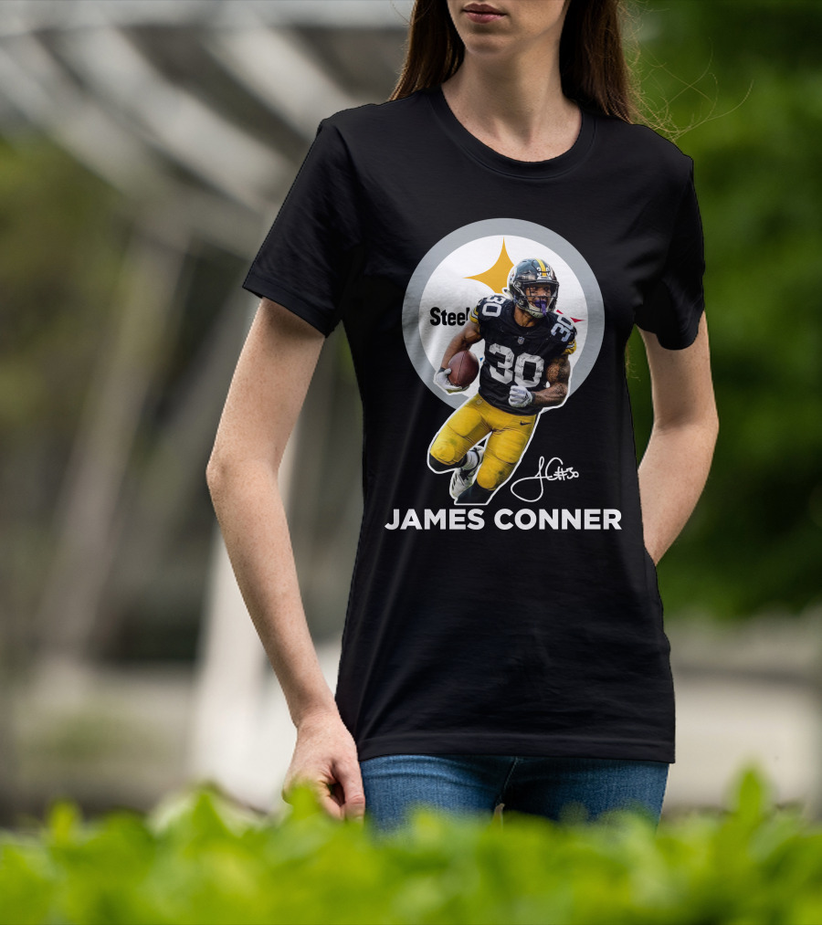 Steelers James Conner #30 Football Player Signature T-Shirt