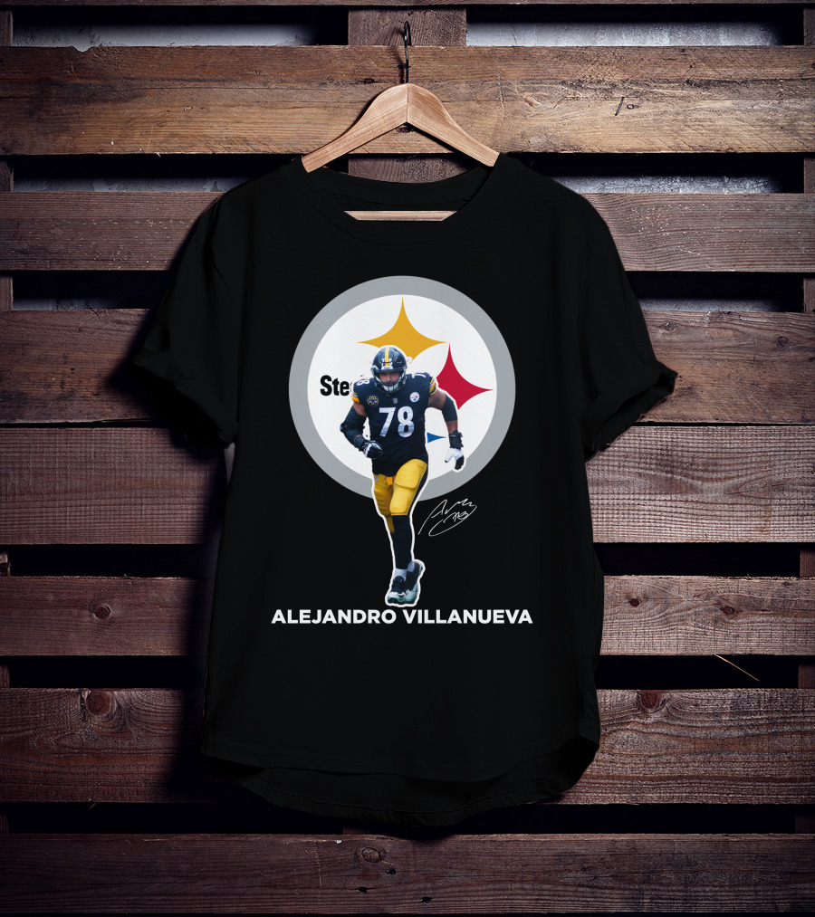 Steelers Alejandro Villanueva 78 Player Signature T-Shirt