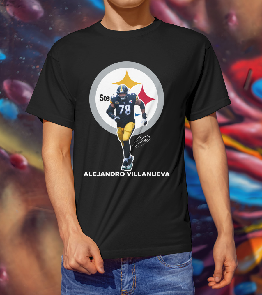 Steelers Alejandro Villanueva 78 Player Signature T-Shirt