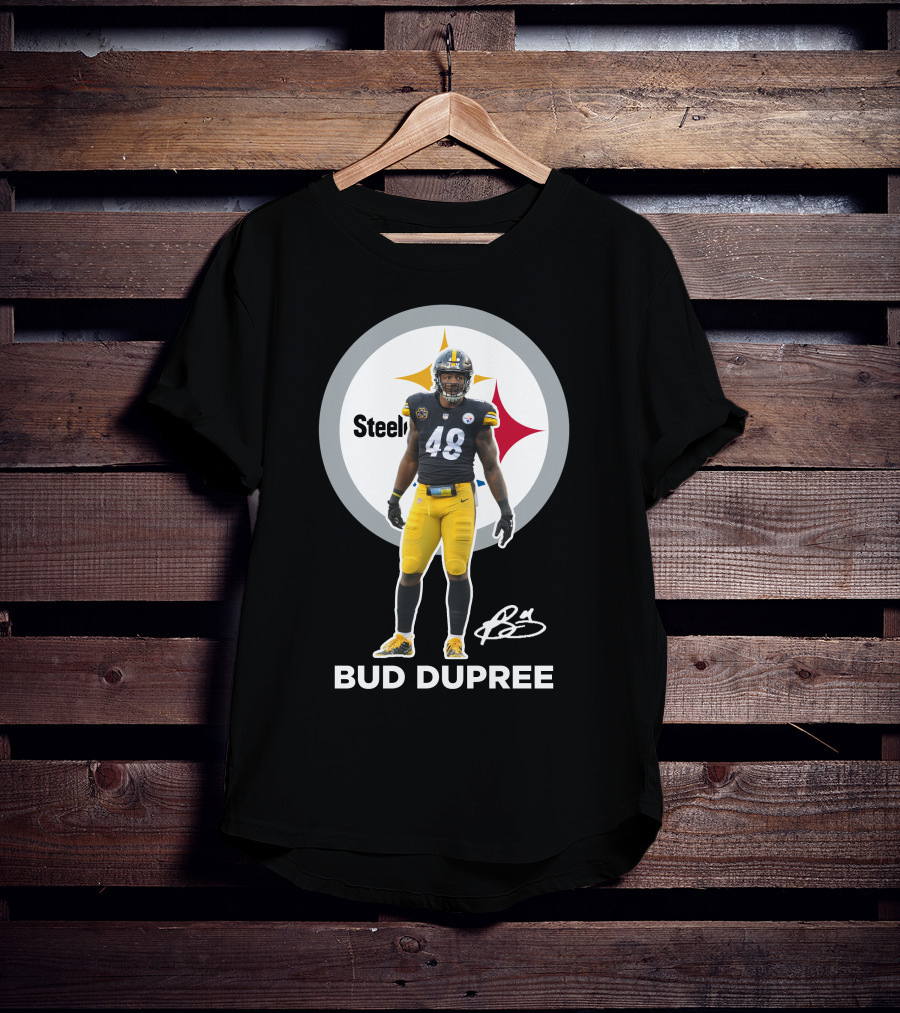 Bud Dupree Steelers 48 Football Player Autograph Signature T-Shirt