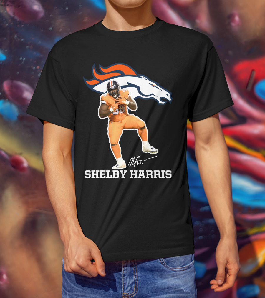 Shelby Harris Denver Broncos Official Signature Football Player Merchandise T-Shirt