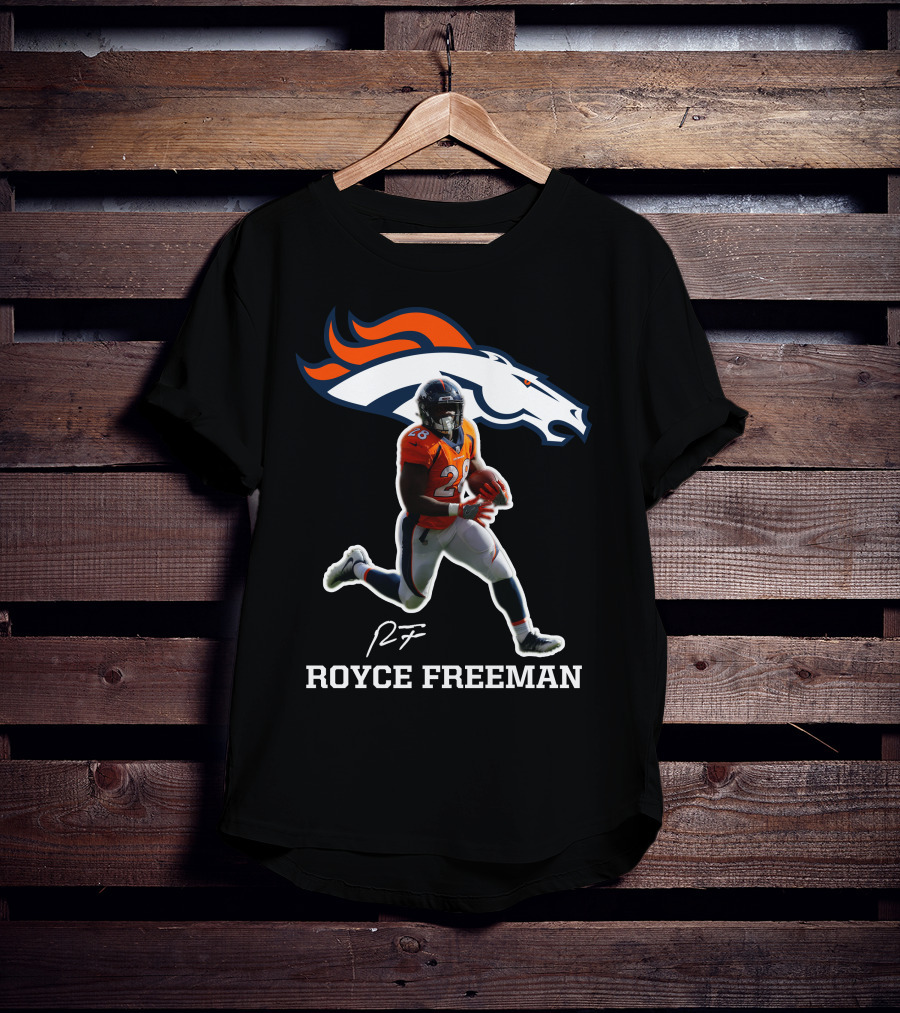 Royce Freeman Denver Broncos Football Player NFL Running Back Signature T-Shirt