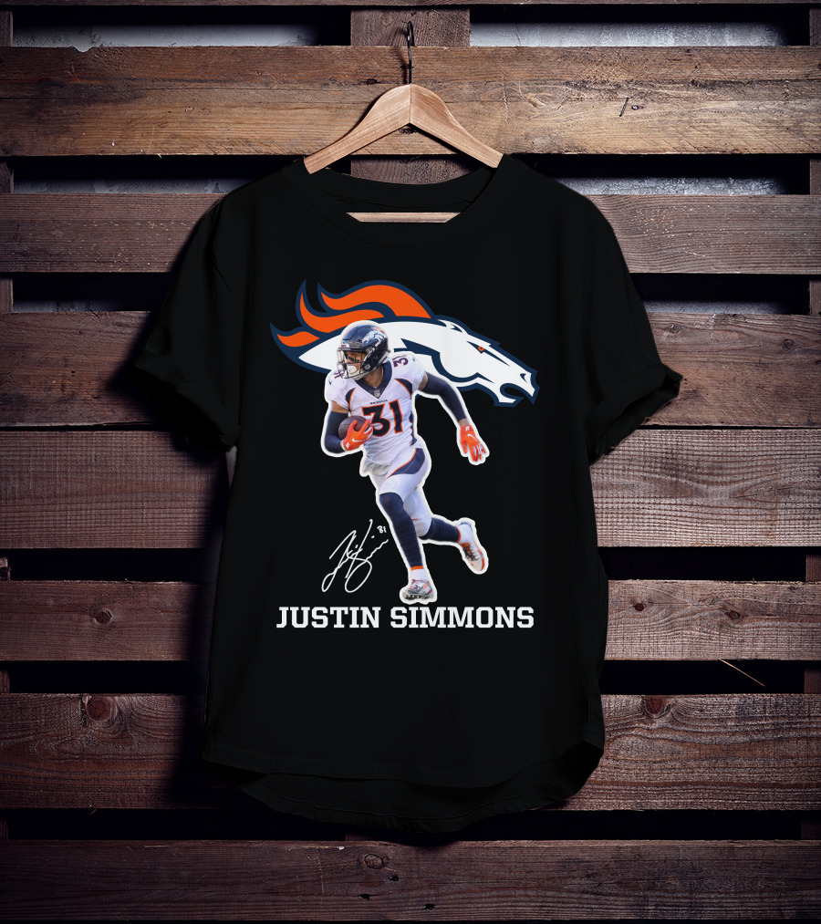 Justin Simmons Denver Broncos Football Player 31 Signature T-Shirt