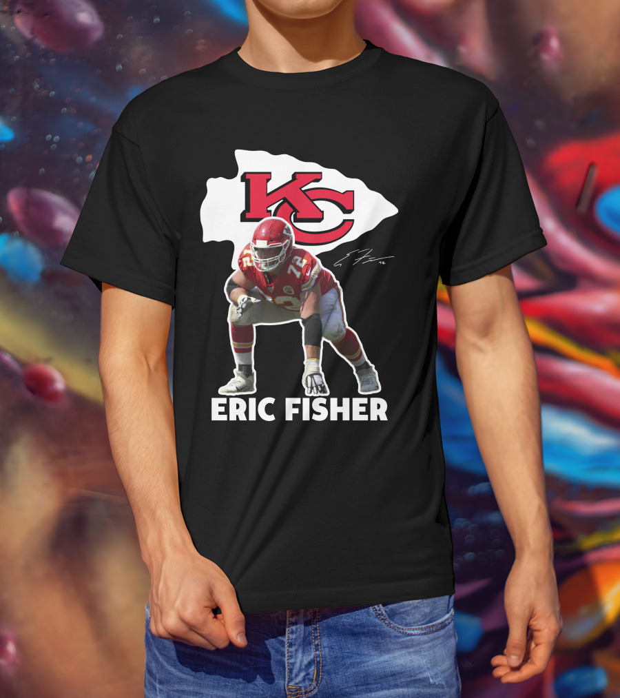 KC Chiefs Eric Fisher 72 Football Signature T-Shirt