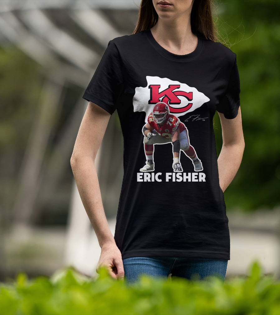 KC Chiefs Eric Fisher 72 Football Signature T-Shirt