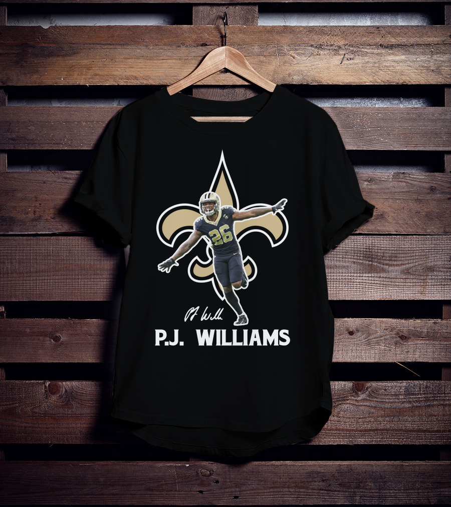 P.J. Williams New Orleans Football 26 Fleur-de-Lis Background T-Shirt