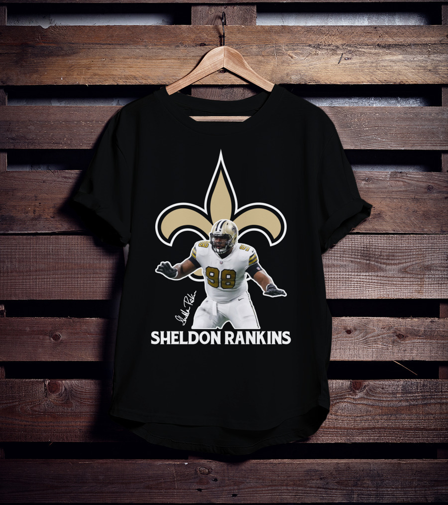 Sheldon Rankins New Orleans Saints Fleur-de-Lis Number 98 T-Shirt