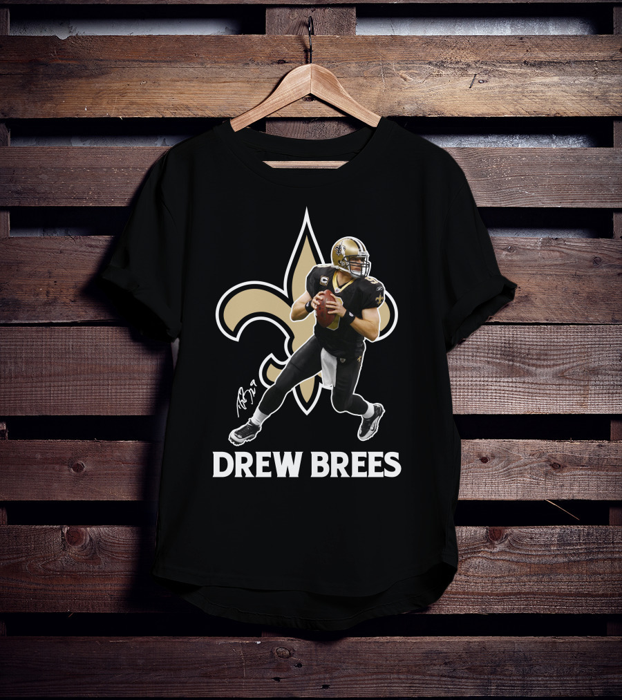Drew Brees New Orleans Saints Quarterback NFL Football Fleur-de-lis T-Shirt