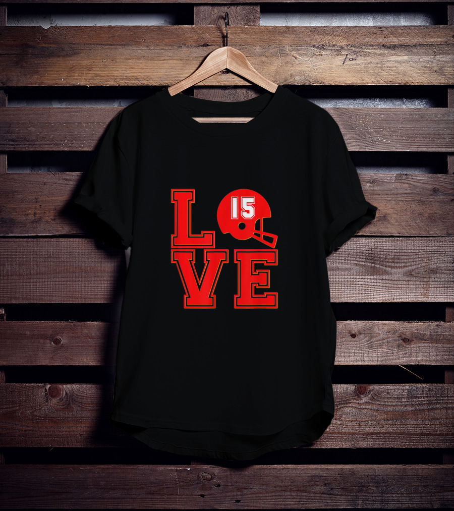 Love 15 Red Football Helmet Chiefs 4 T-Shirt