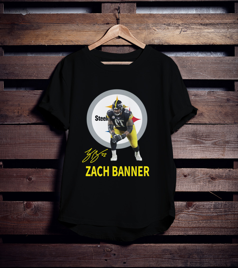 Steelers Zach Banner 72 Signature Pittsburgh Football T-Shirt