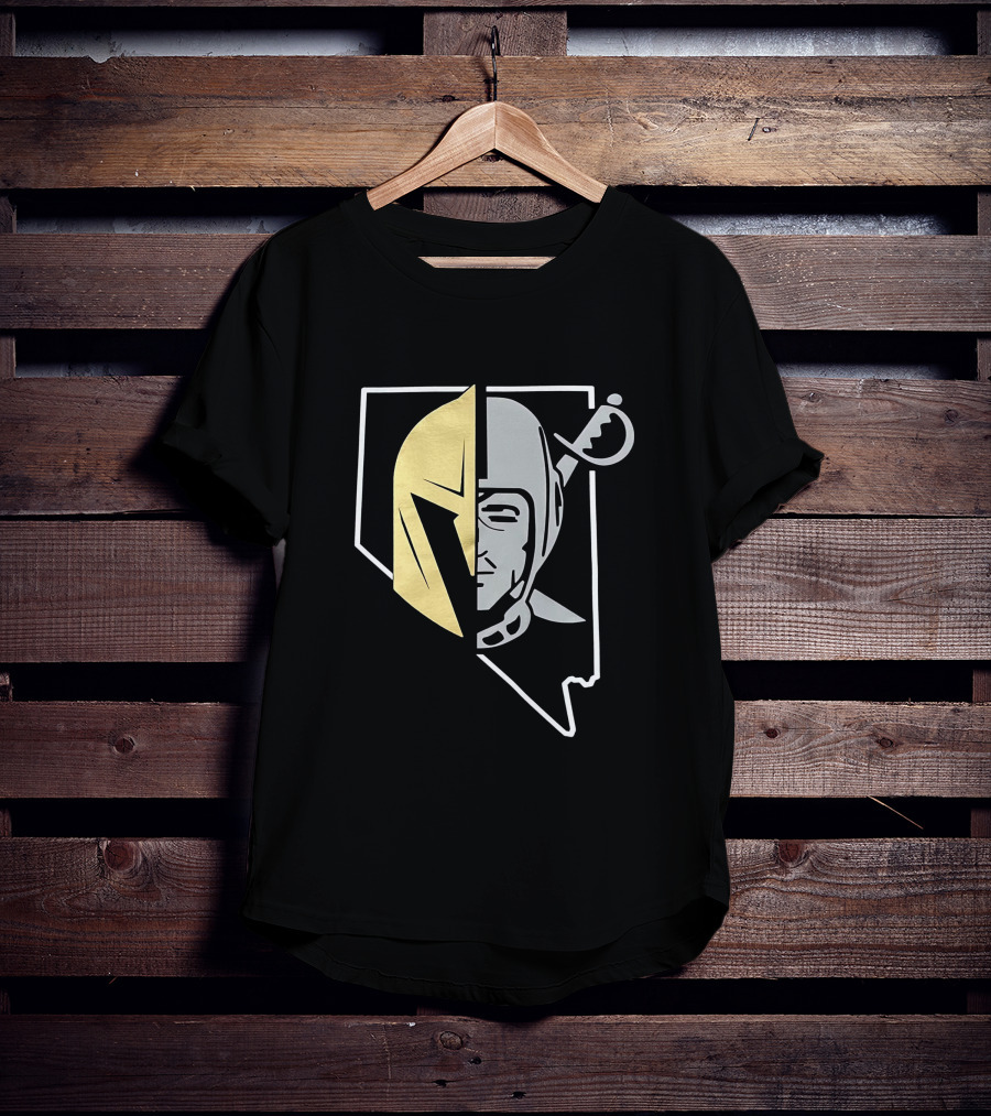 Las Vegas Raiders Vegas Golden Knights Nevada State Logo Fusion T-Shirt