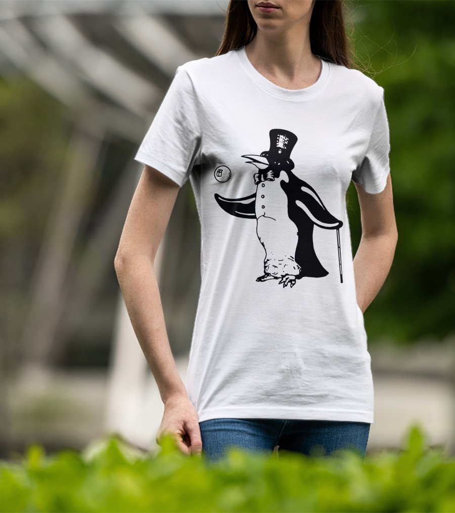 Fw 12 Penguin With Top Hat And Bow Tie 8 Ball T-Shirt