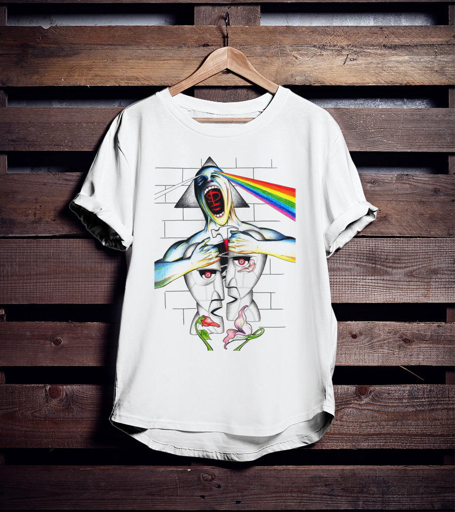 Pf The Wall With Prism And Rainbow Light Spectrum T-Shirt