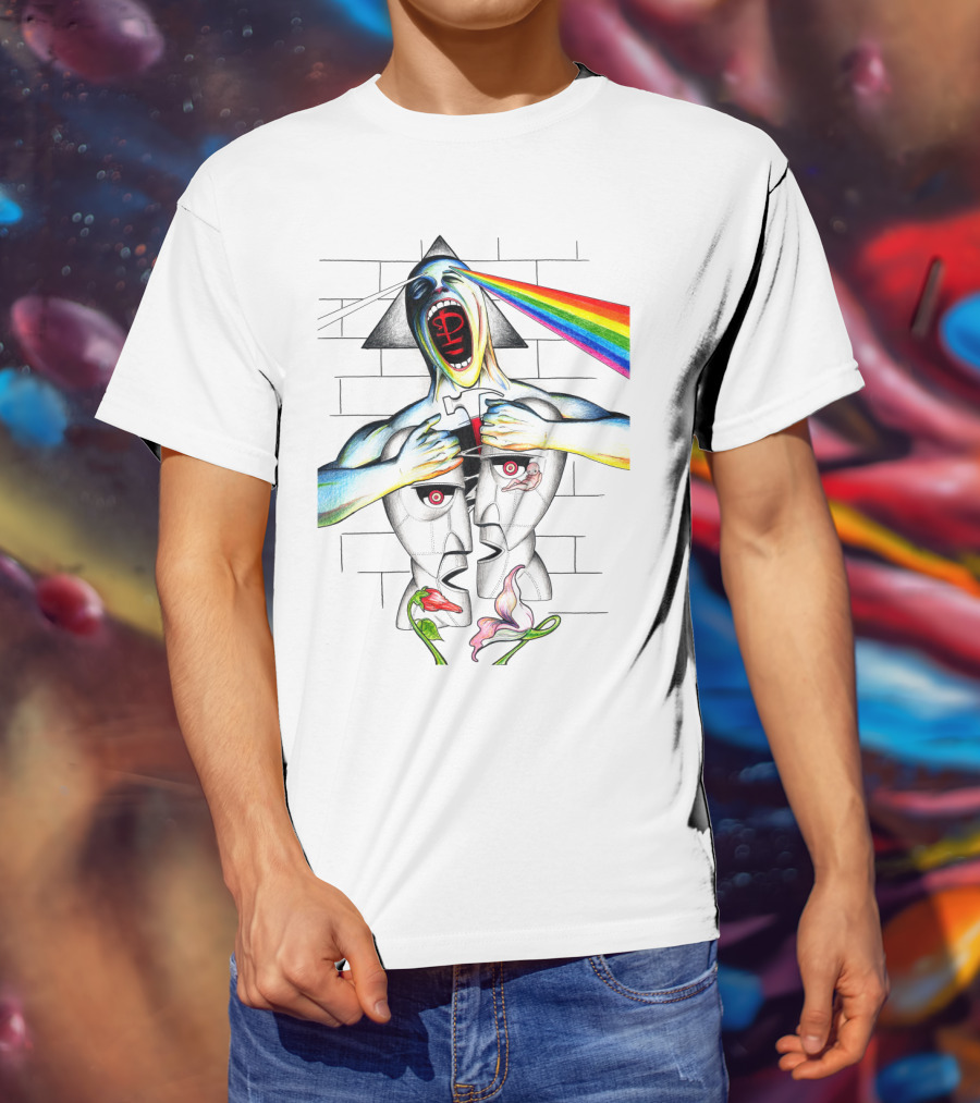 Pf The Wall With Prism And Rainbow Light Spectrum T-Shirt