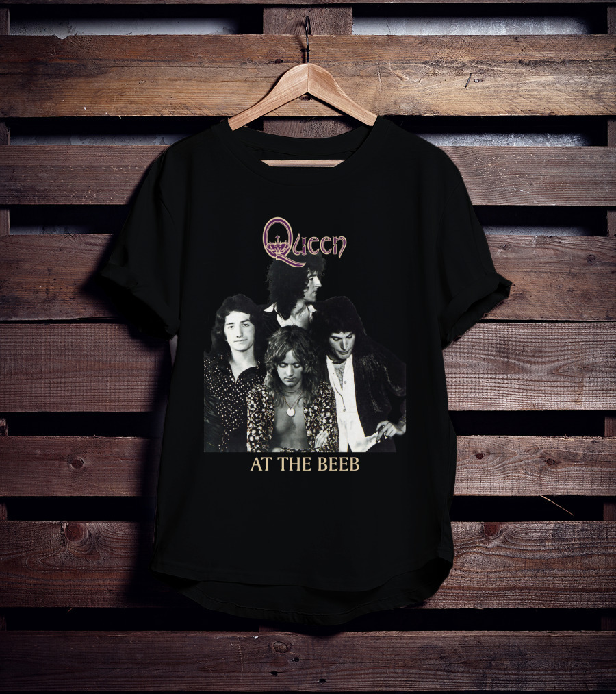 Queen At The Beeb Band Members Black And White Photo T-Shirt