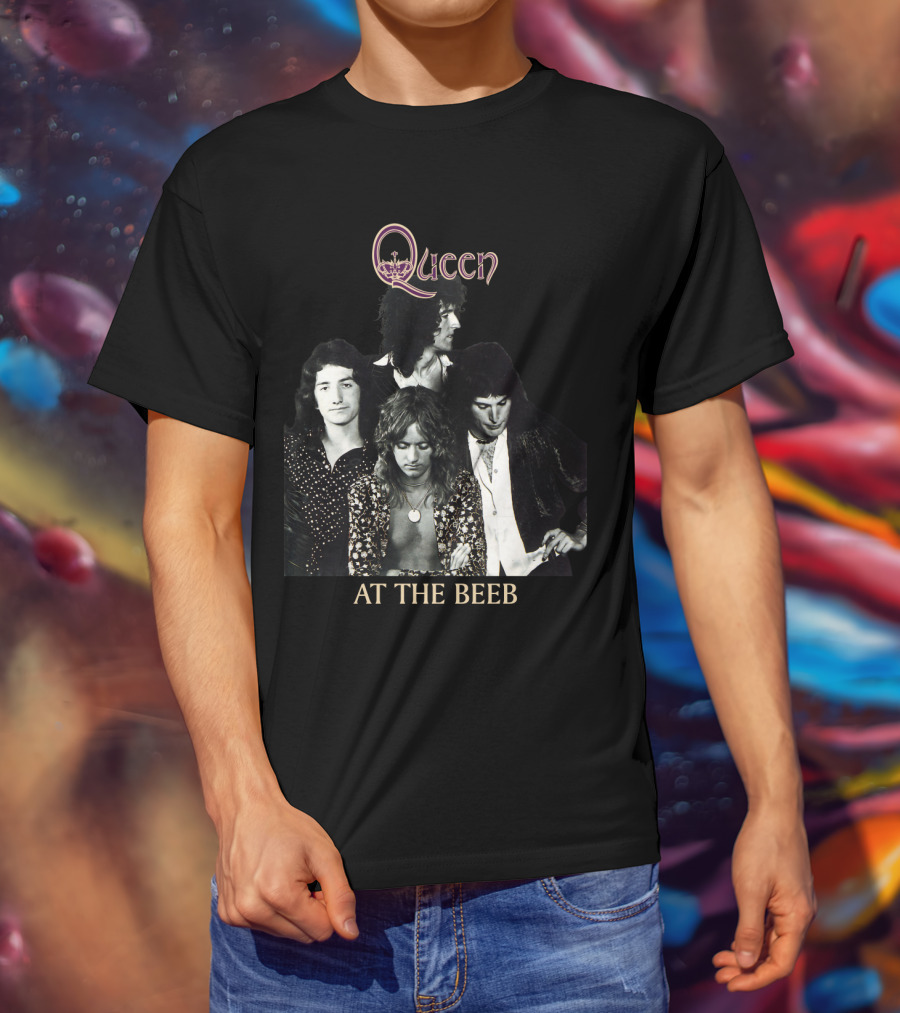 Queen At The Beeb Band Members Black And White Photo T-Shirt