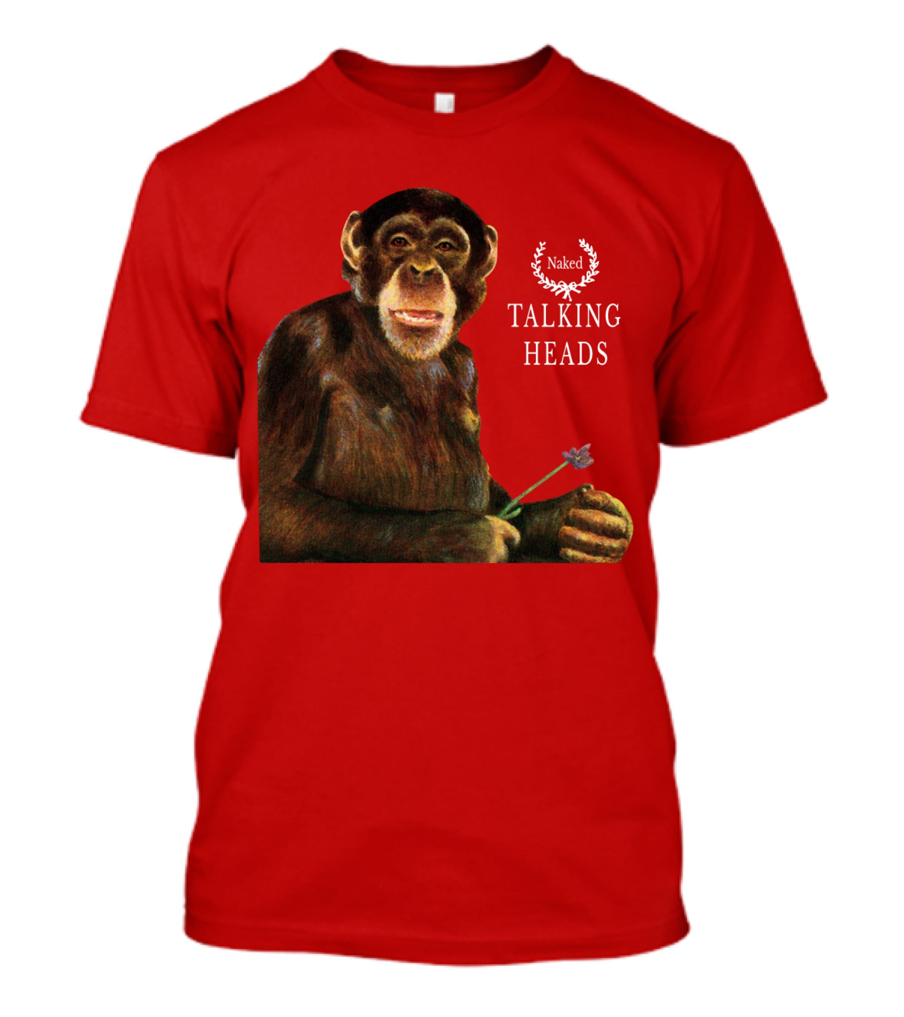 Naked Talking Heads Nothing But Flowers Monkey Holding Flower T-Shirt