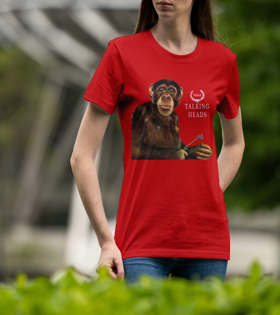 Naked Talking Heads Nothing But Flowers Monkey Holding Flower T-Shirt