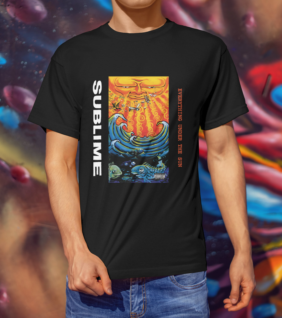 Sublime Everything Under The Sun Waves And Fish Artwork T-Shirt