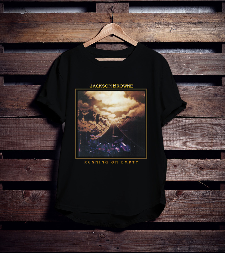 Jackson Browne Running On Empty Album Cover Scenic Road And Drum Set T-Shirt