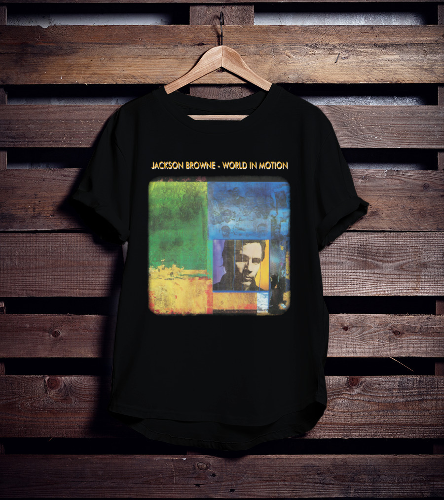 Jackson Browne World In Motion Album Cover Collage T-Shirt