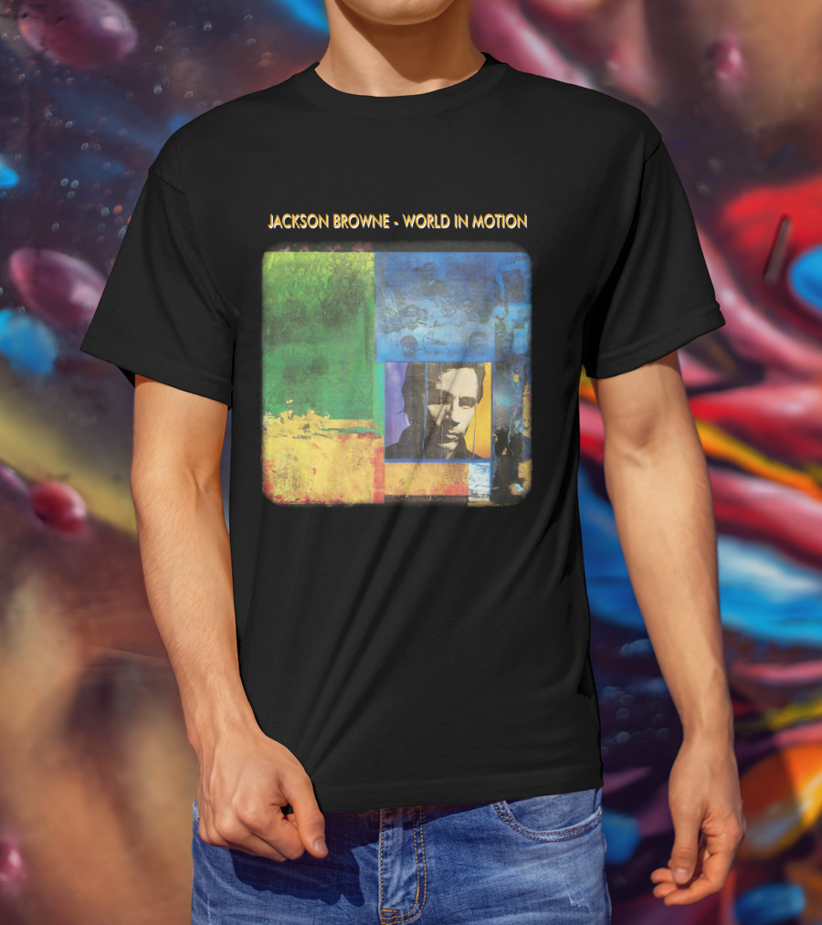 Jackson Browne World In Motion Album Cover Collage T-Shirt
