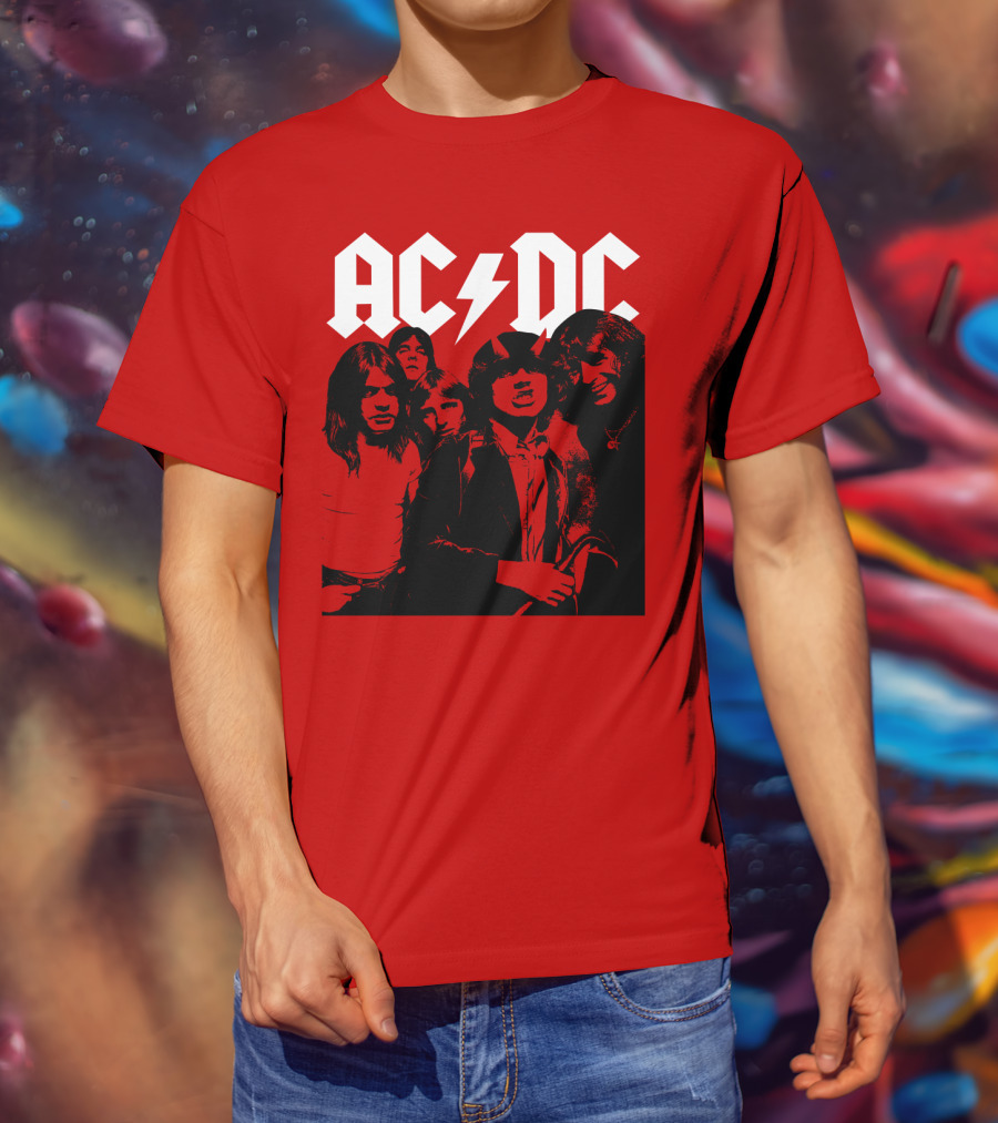 Acdc Band Classic Members Black And White Photo Vintage Style T-Shirt