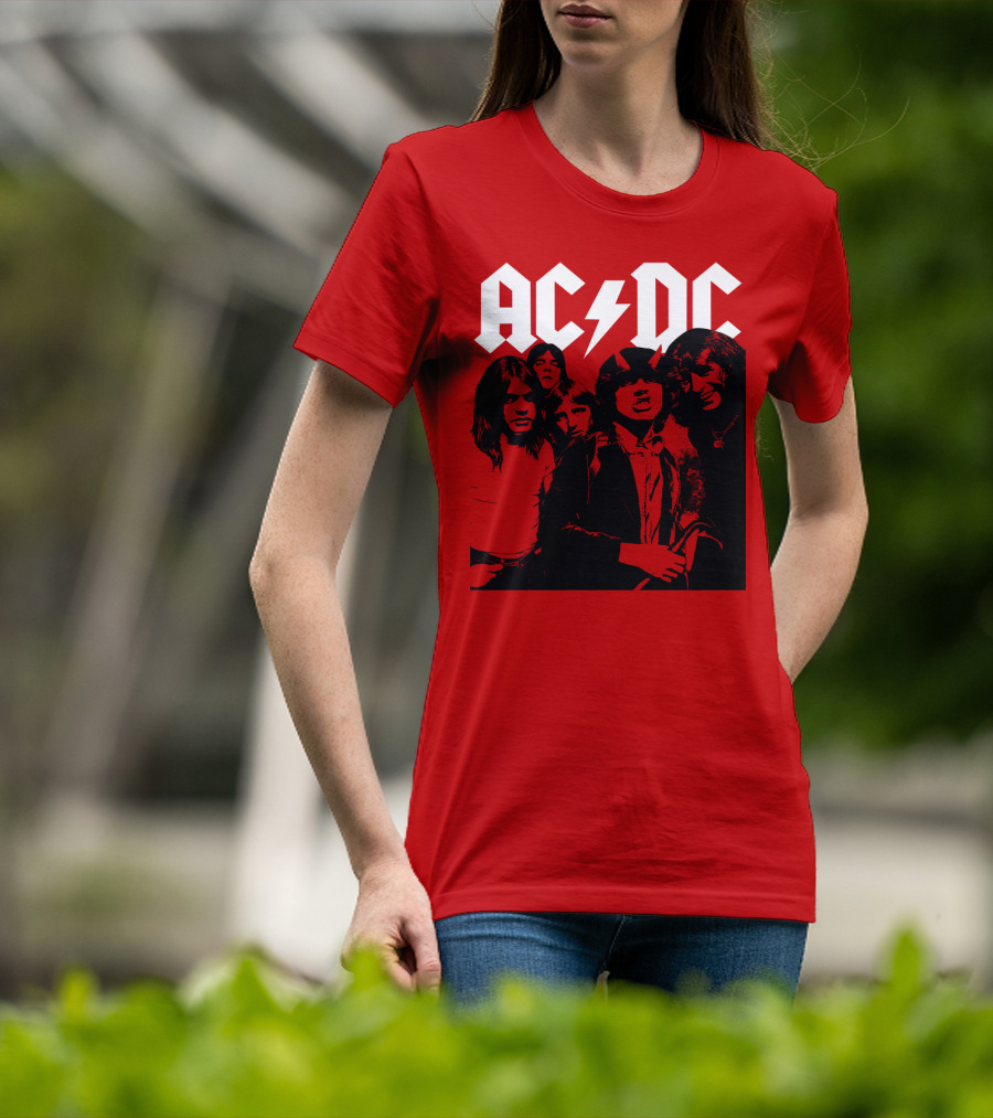 Acdc Band Classic Members Black And White Photo Vintage Style T-Shirt