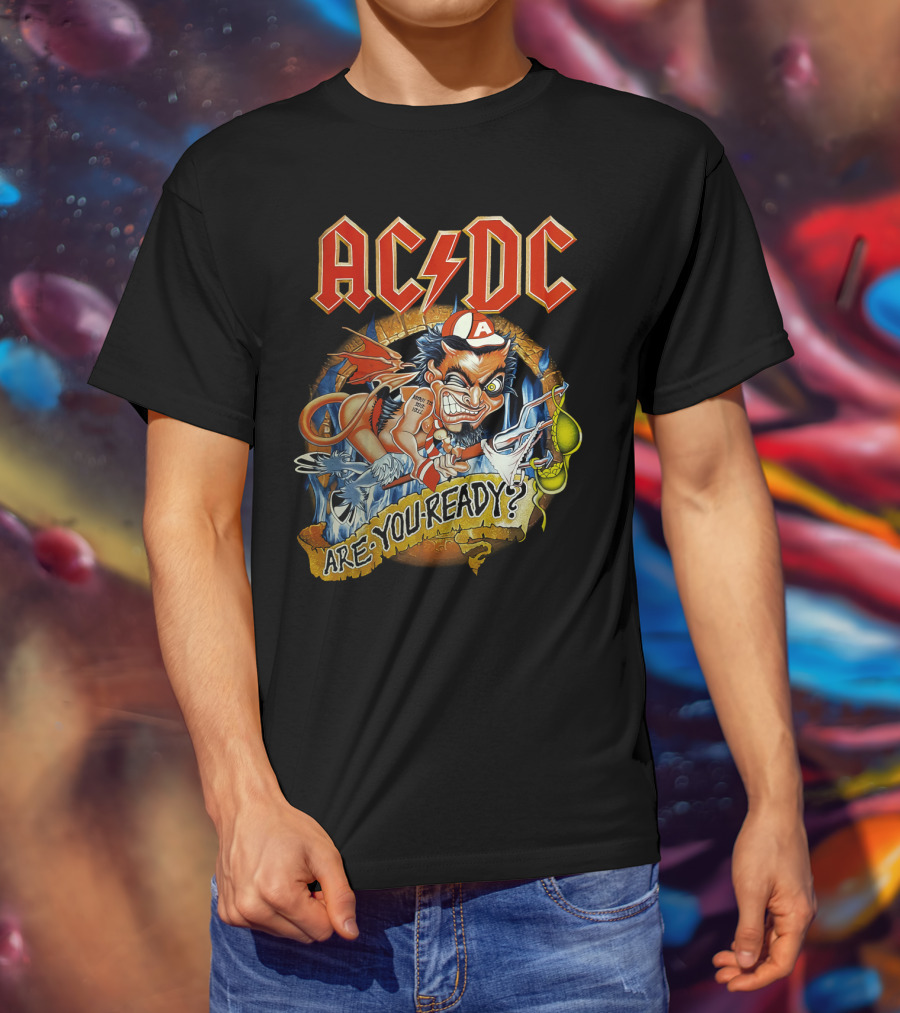 Acdc Are You Ready? Mailed Comic Character T-Shirt