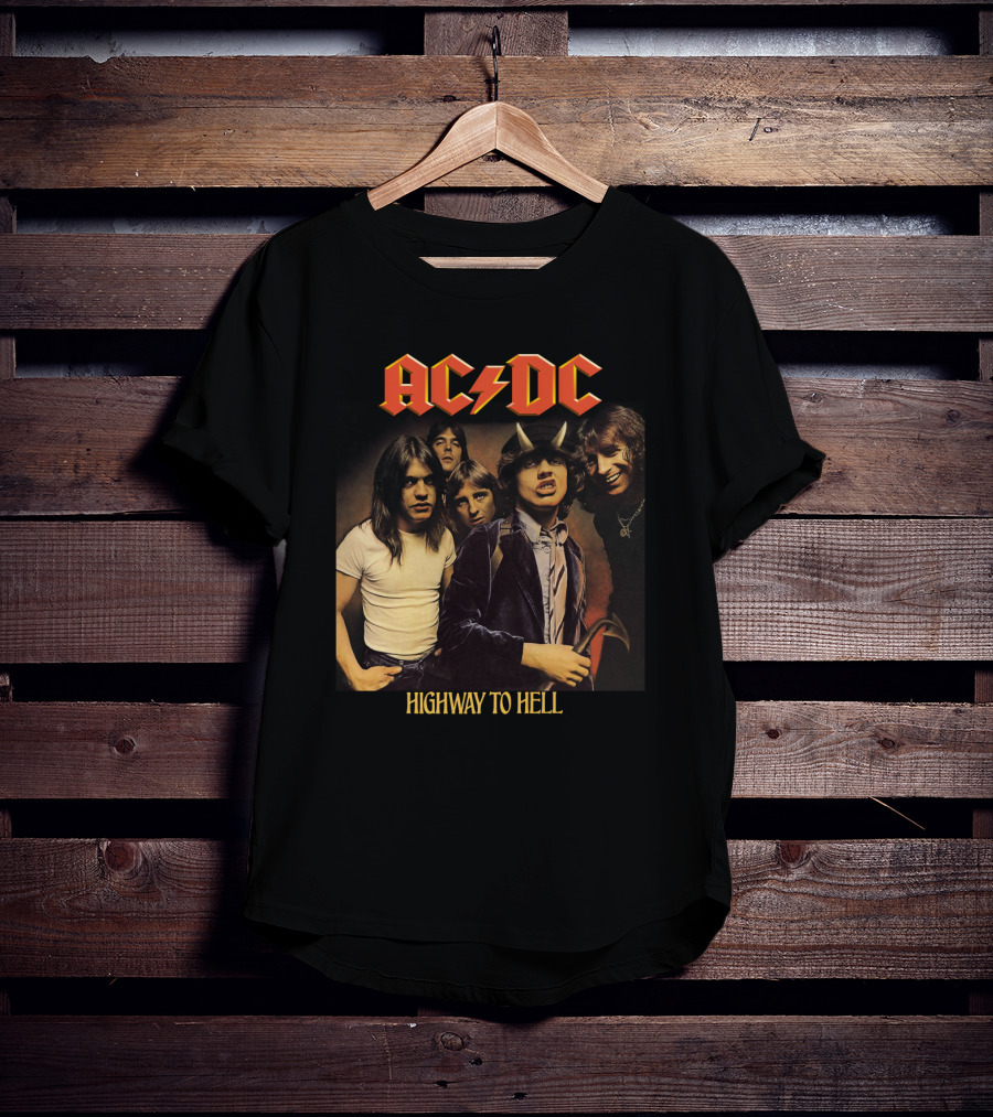 Ac/Dc Highway To Hell Band Members Classic Album Cover T-Shirt