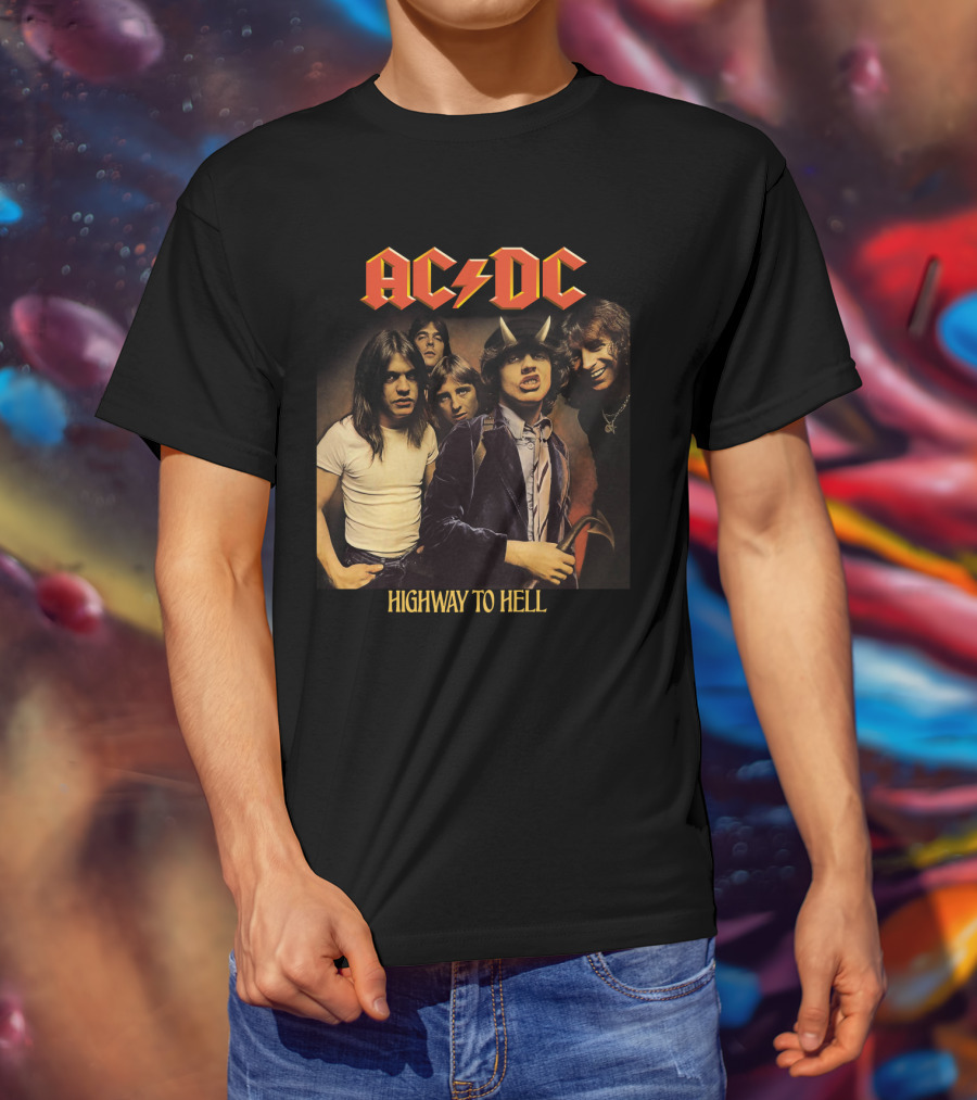 Ac/Dc Highway To Hell Band Members Classic Album Cover T-Shirt