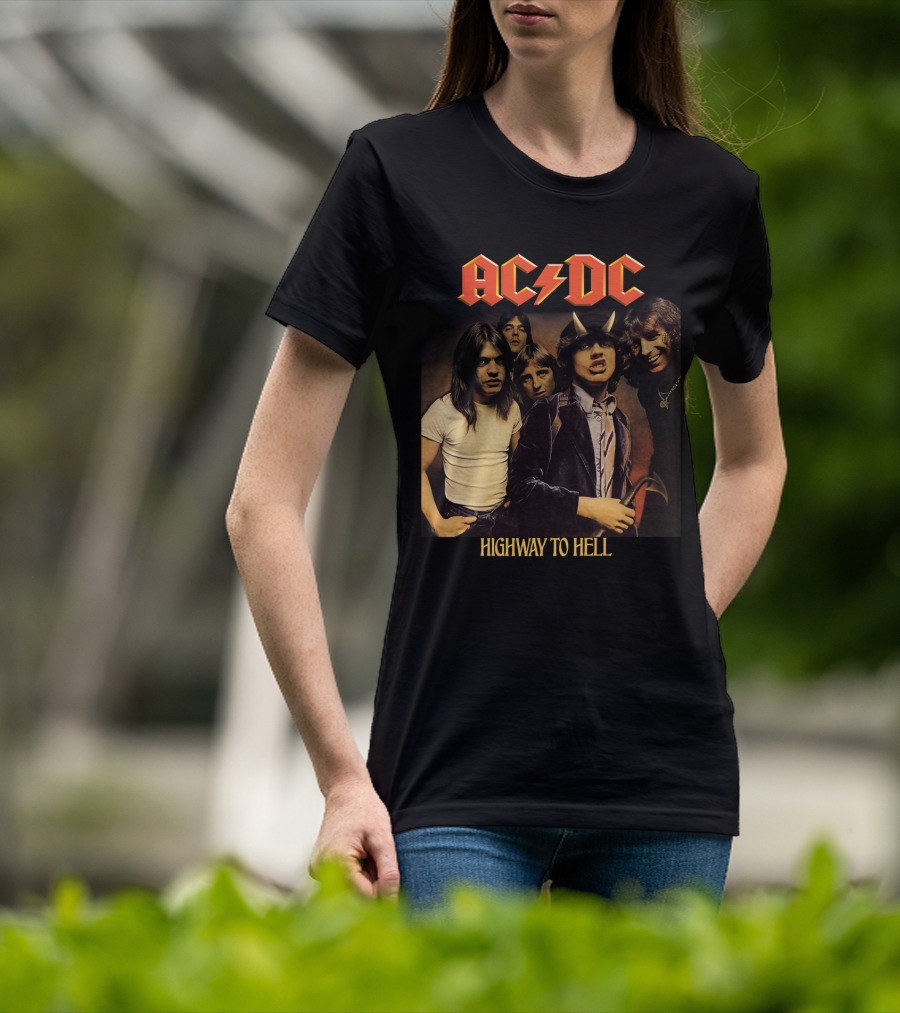 Ac/Dc Highway To Hell Band Members Classic Album Cover T-Shirt