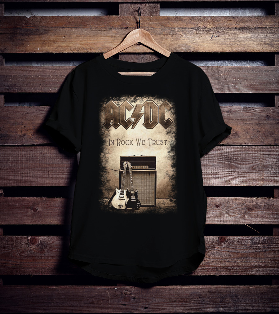 Acdc In Rock We Trust Electric Guitars Amplifier T-Shirt