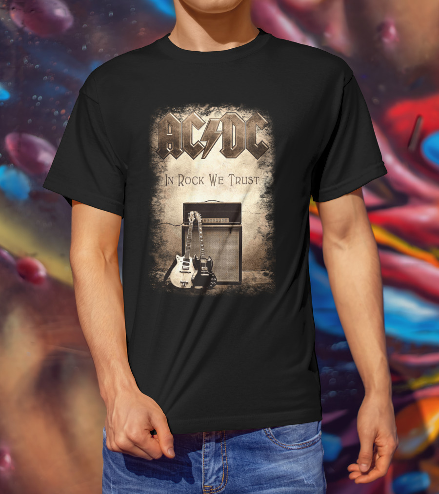 Acdc In Rock We Trust Electric Guitars Amplifier T-Shirt