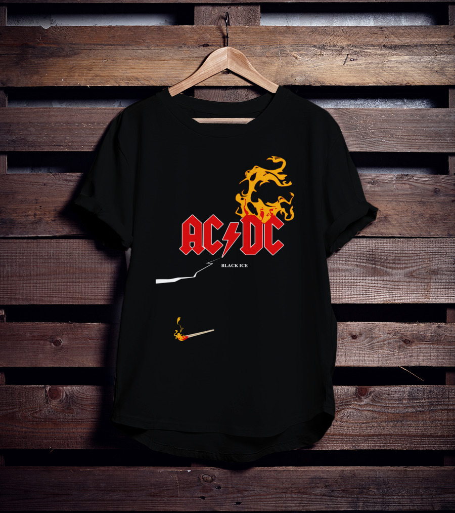 Acdc Black Ice Flame With Matchstick T-Shirt