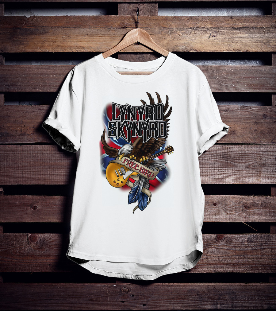 Lynyrd Skynyrd Free Bird Eagle With Guitar And Flags T-Shirt