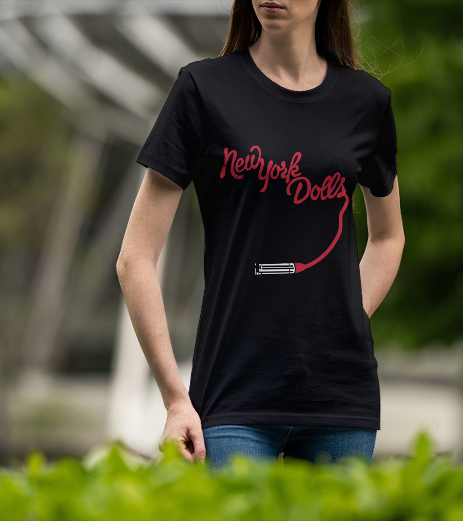 New York Dolls Lipstick Script T-Shirt