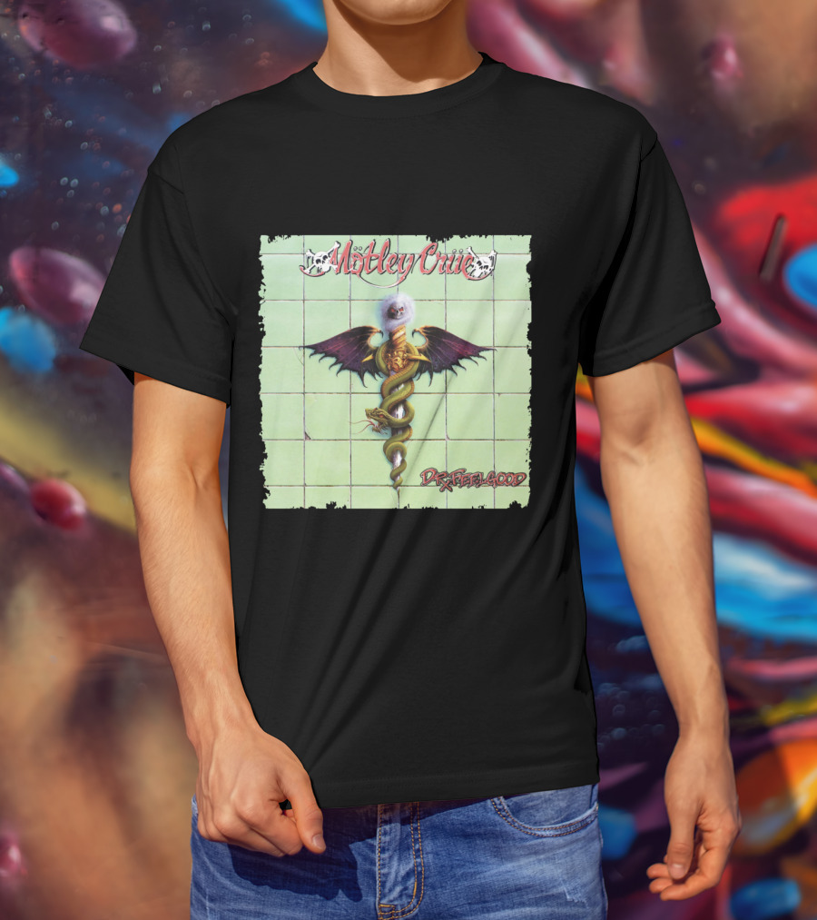 Mötley Crüe Dr. Feelgood Winged Caduceus Snake T-Shirt
